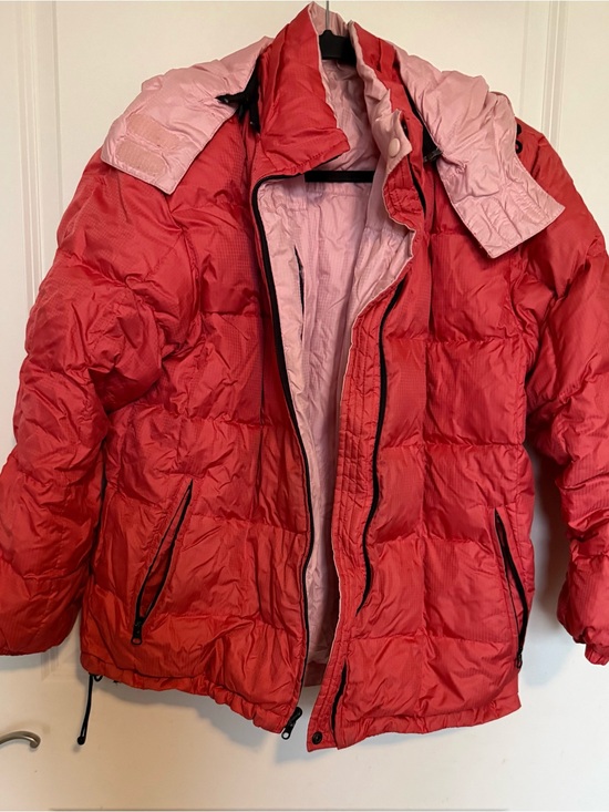 Lands' End Jackets & Blazers - Lands' End Reversible Puffer Salmon Jacket with Pale Pink Lining